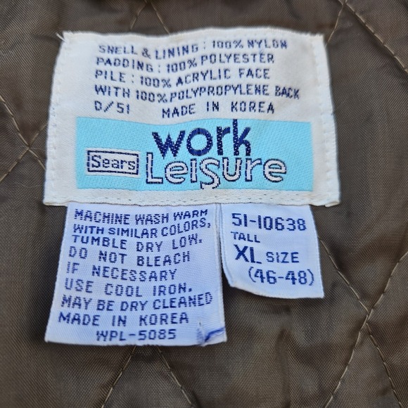 Vtg Sears Work Leisure Hooded Insulated Coveralls Snowsuit Mens 46-48 Brown - Picture 6 of 11